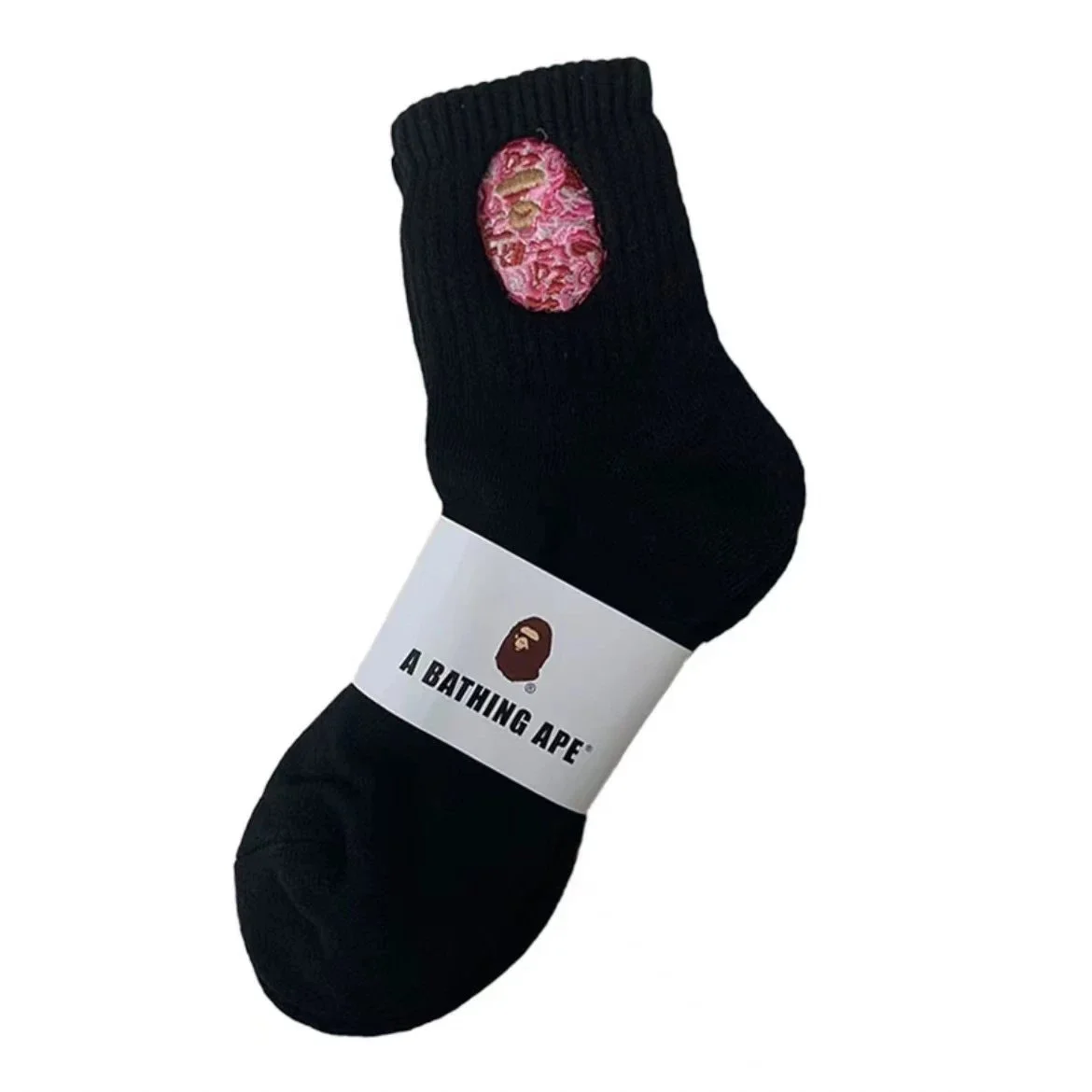 A Bathing Ape BAPE STA Black with Pink Logo Socks