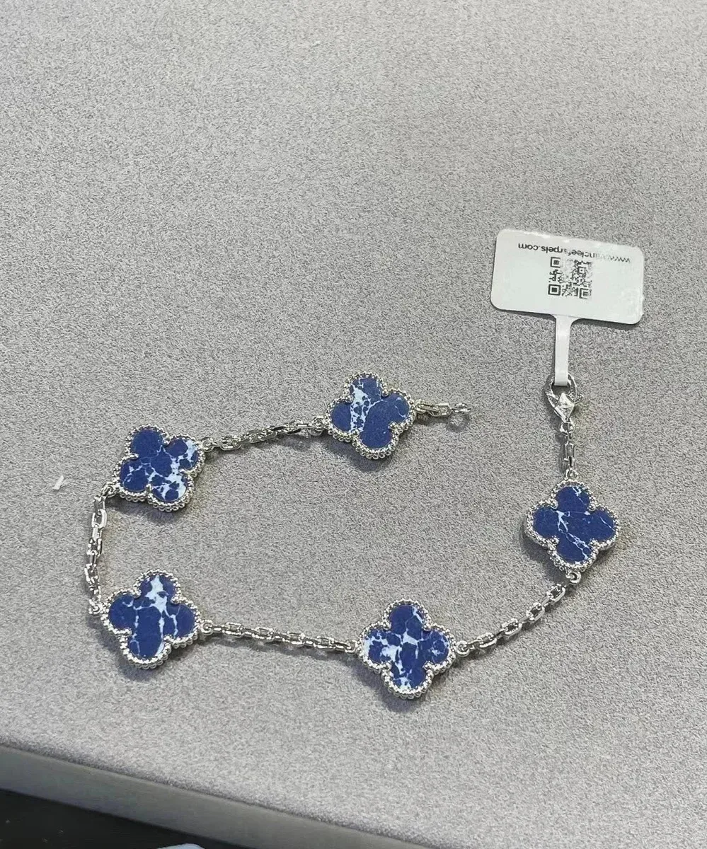 Van Cleef & Arpels Van Cleef & Arpels Alhambra Blue and White Clover Bracelet Blue