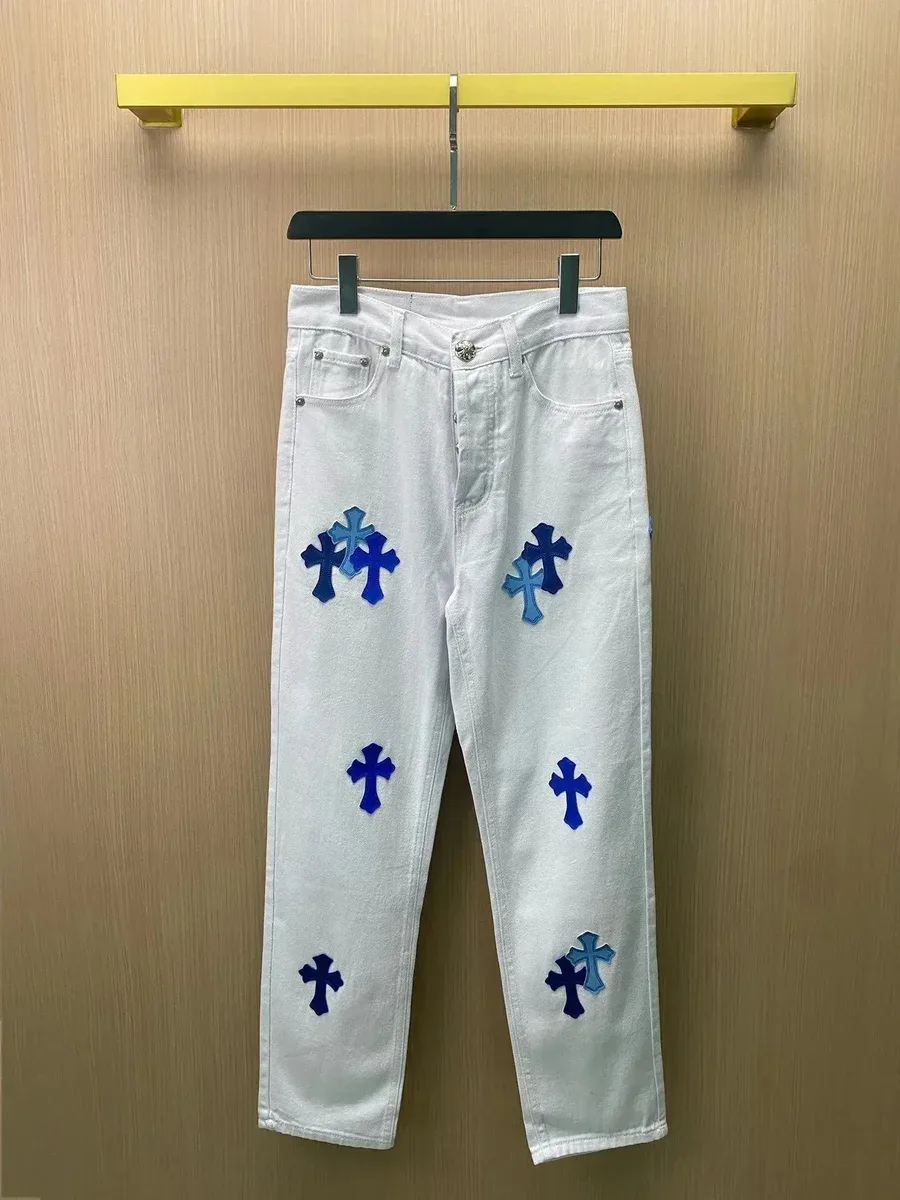 Chrome Hearts Chrome Hearts CH Cross White/Blue Cross Trousers White