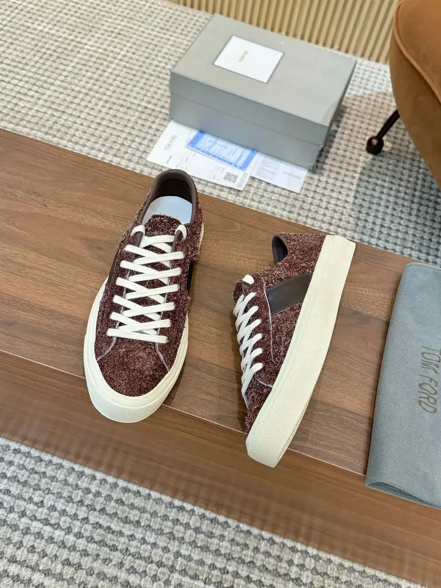 Tom Ford Tom Ford Brown Suede Low Top Sneakers Brown - 1