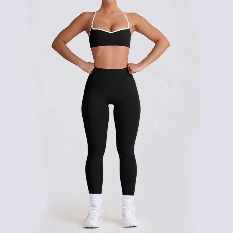 Other Dark Night Black Leggings & Sports Bra Set Black - 1