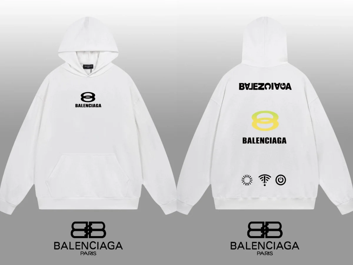 Balenciaga Balenciaga White Logo Hoodie White - 1