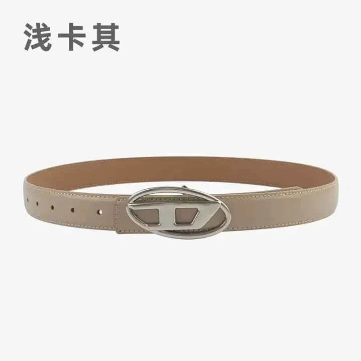 Other Beige Leather Belt with Silver Buckle Beige - 1