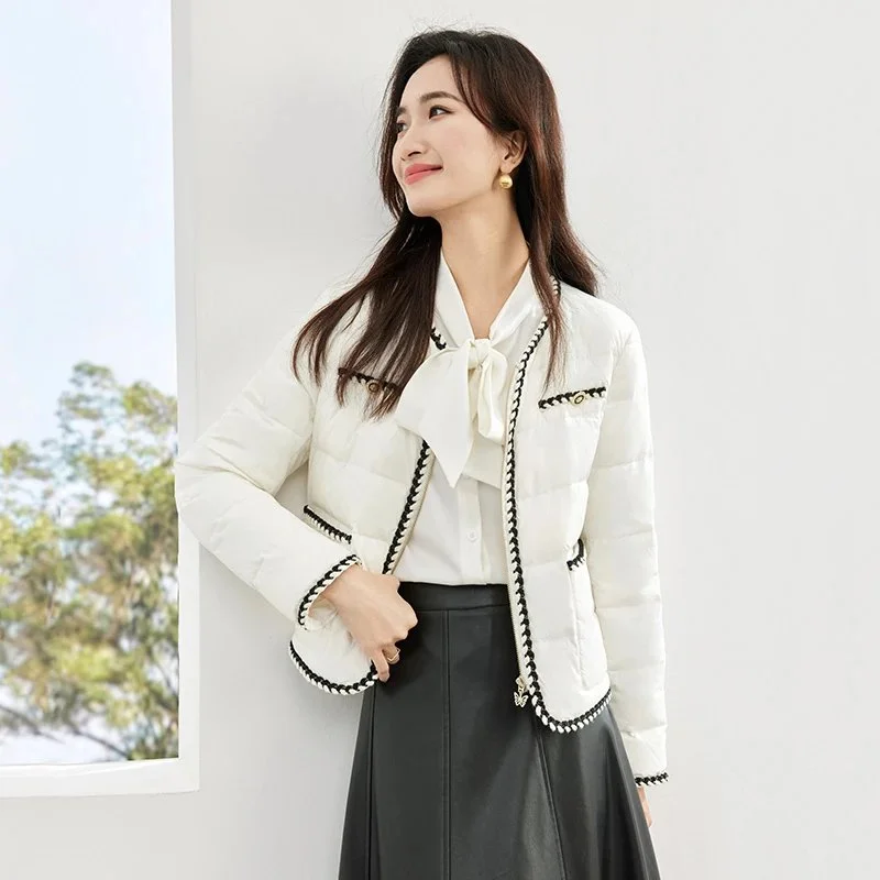 Other White Short Padded Coat with Bow Detail White - 1