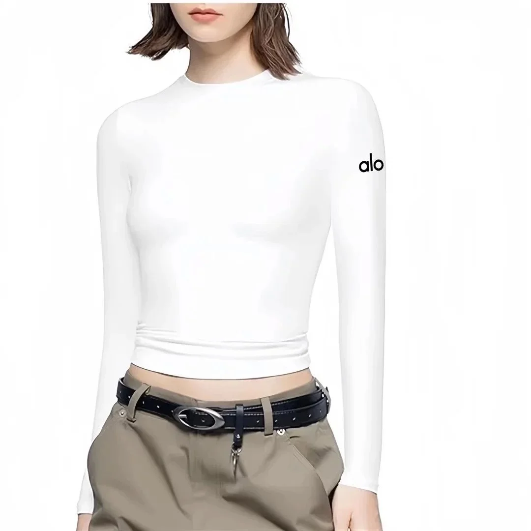 Alo Yoga Alo White Crop Top Long Sleeve White - 1
