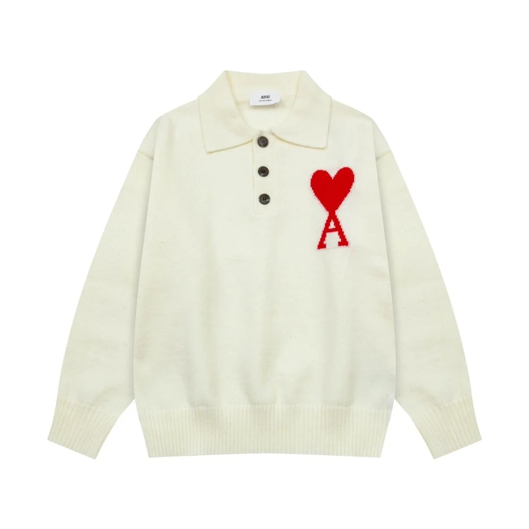 Ami Paris Ami Paris Ami de Coeur Ami-33-04 Cream Knit Sweater Cream - 1