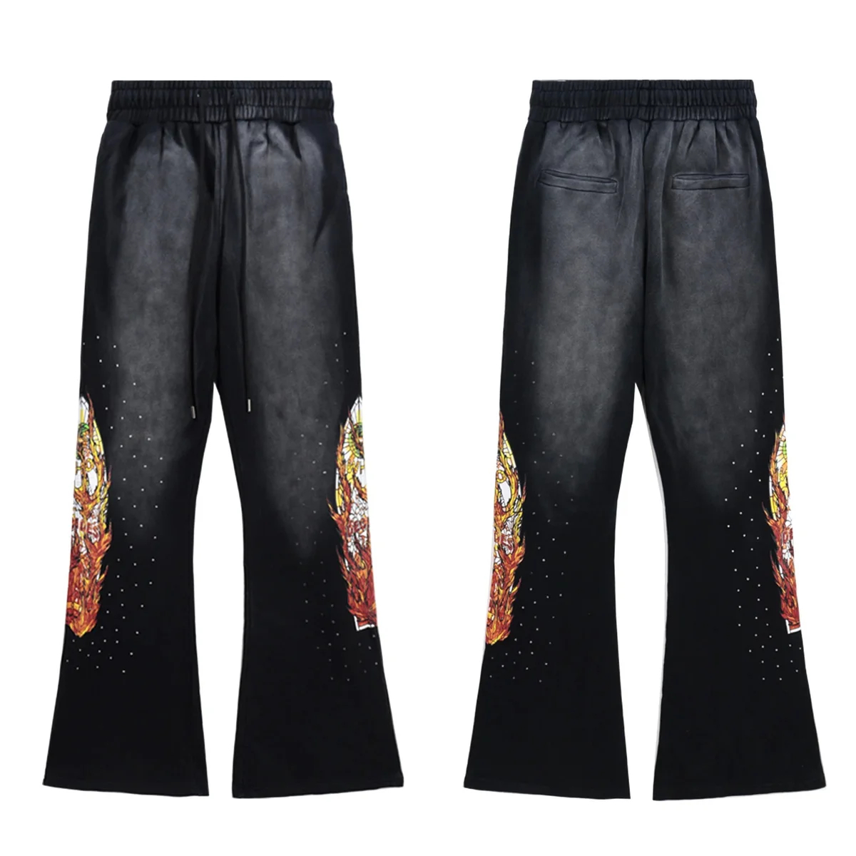 Other Washed Black Flame-Printed Trousers Black - 1