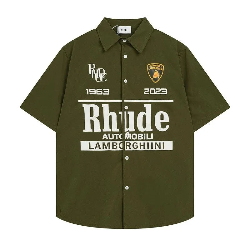 Rhude Rhude Racing Military Green Button-Up Shirt Green - 1