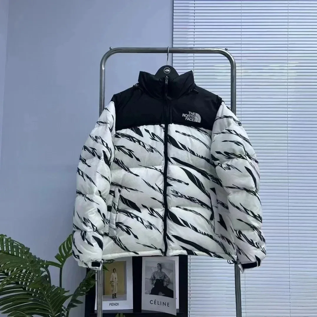 The North Face The North Face Nuptse White/Black Feather Print Parka White - 1
