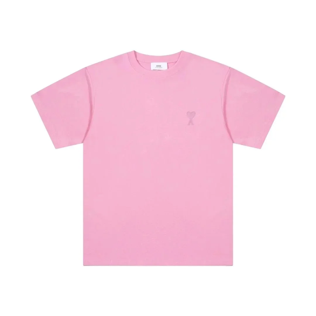 Ami Paris Ami Pink Heart Logo T-Shirt Pink - 1