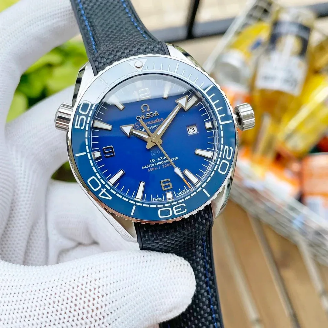 Omega Omega Seamaster Planet Ocean Blue Dial Black Strap Watch Blue - 1