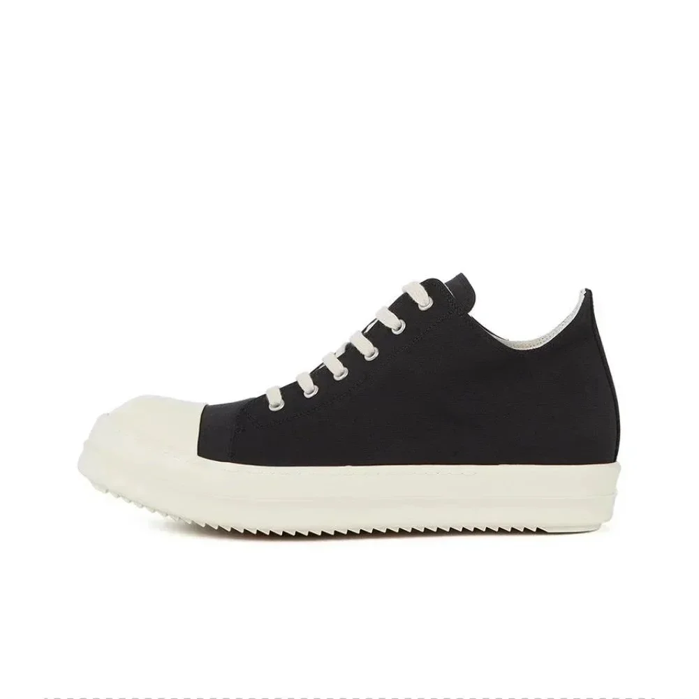 Rick Owens Rick Owens Geobasket Low-Top Black Canvas Sneakers Black - 1