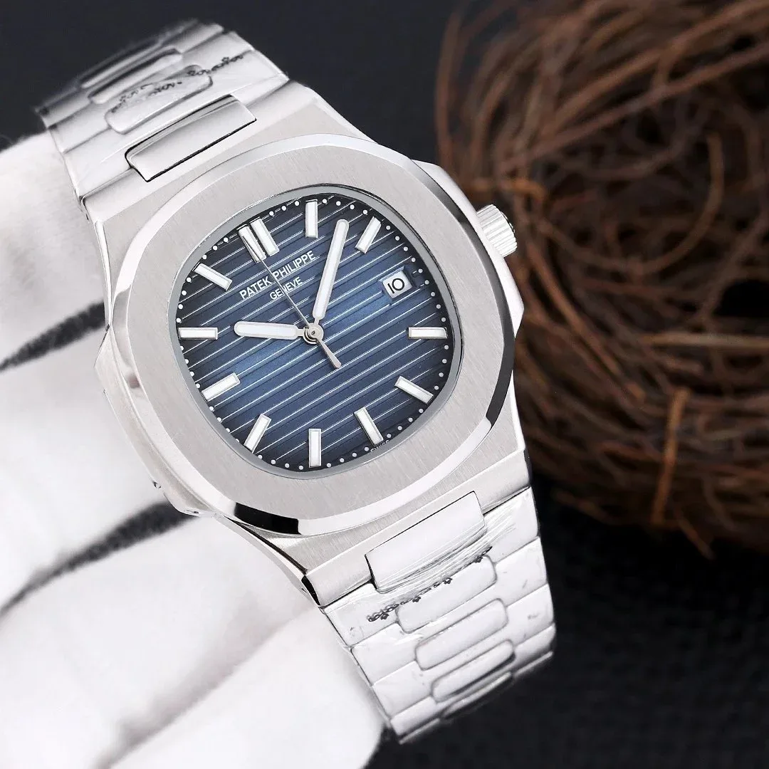 Patek Philippe Patek Philippe Nautilus Silver Case Blue Dial Watch Silver