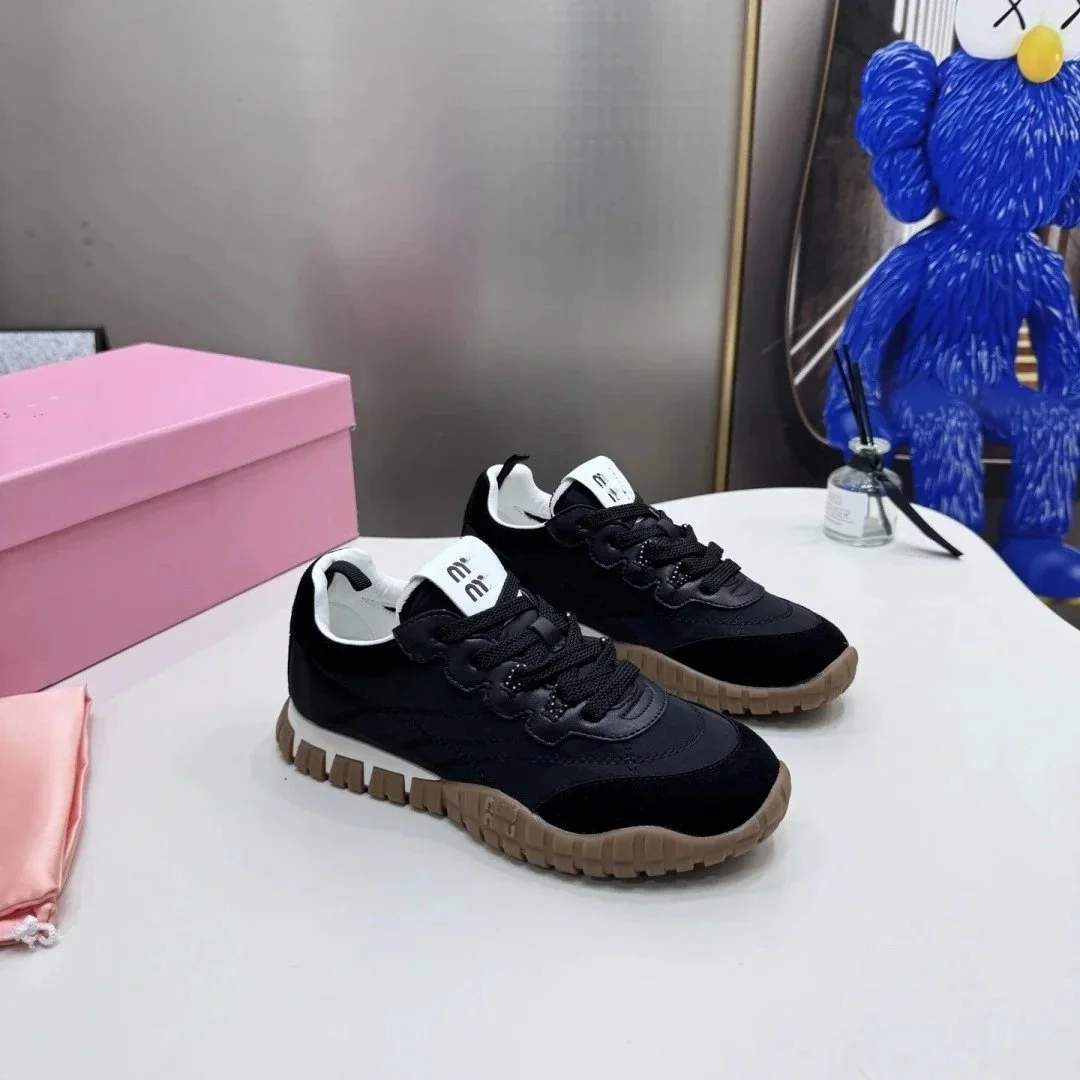 Miu Miu Miu Miu Wander Black Leather Sneakers Black - 1