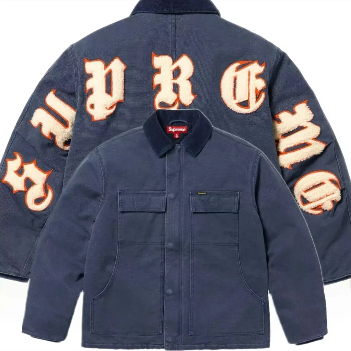 Supreme Supreme Navy Embroidered Workwear Jacket Navy - 1
