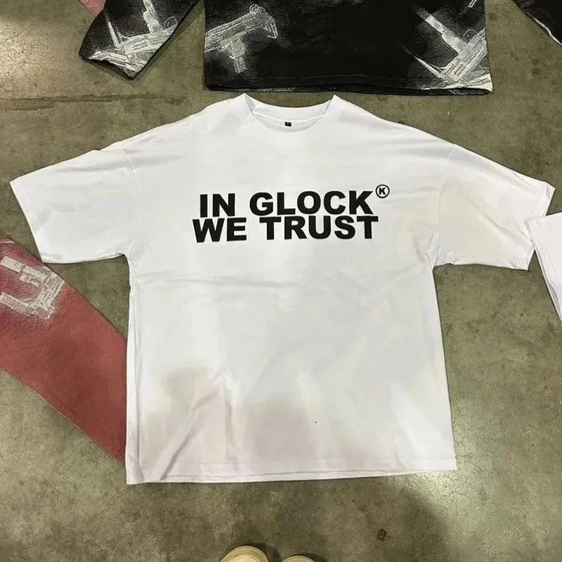 Other White 'IN GLOCK WE TRUST' Oversized T-Shirt White - 1