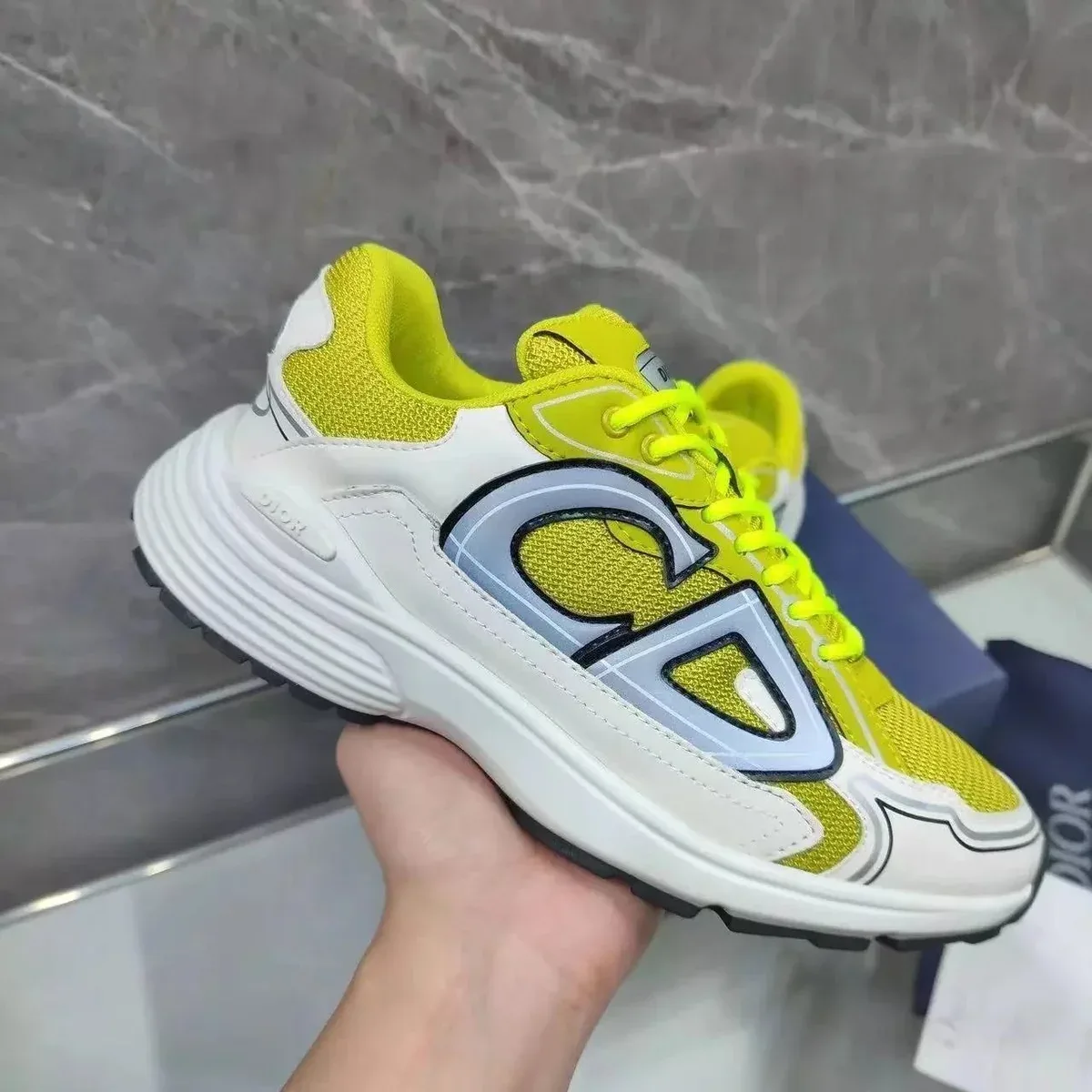 Dior Dior Lady Dior Air Force 1 Neon Yellow Sneakers Yellow - 1