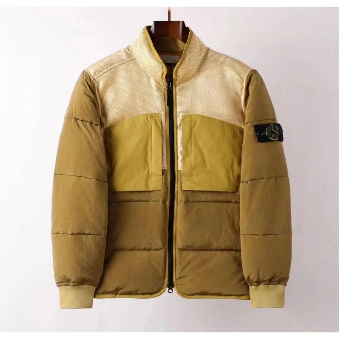 Stone Island Stone Island Ginger Yellow Color-Blocked Puffer Jacket Yellow