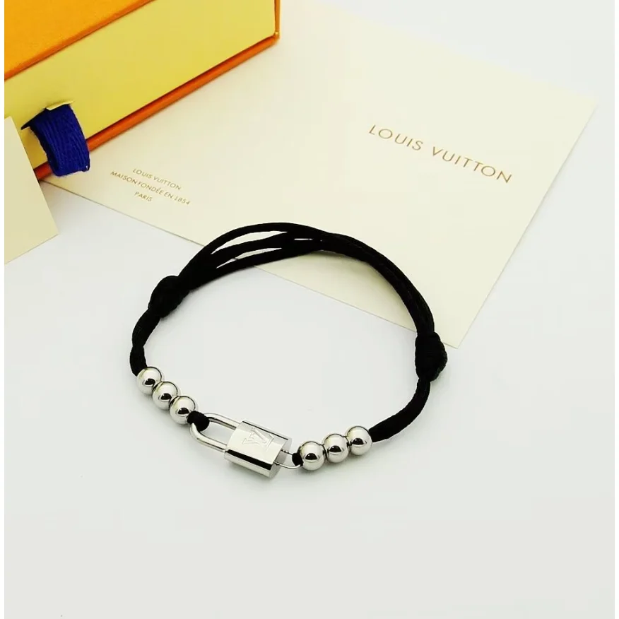 Louis Vuitton Louis Vuitton Lockme Silver Black Bracelet Black