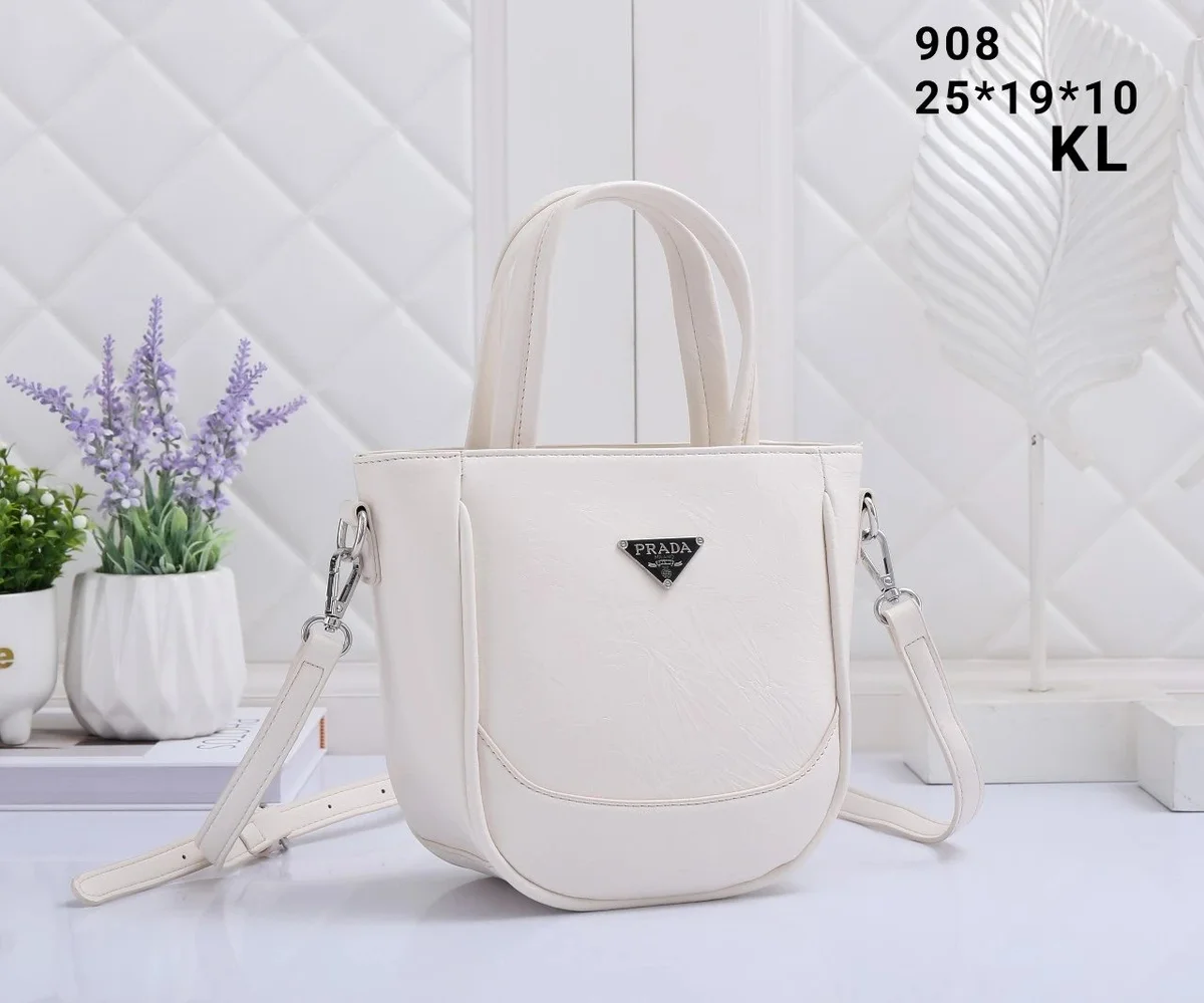 Prada Prada Triangle Logo 908-1 White Tote Bag White