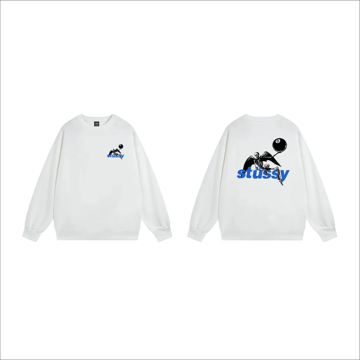 Stussy Stüssy White Skeletal Print Crewneck Sweatshirt White - 1