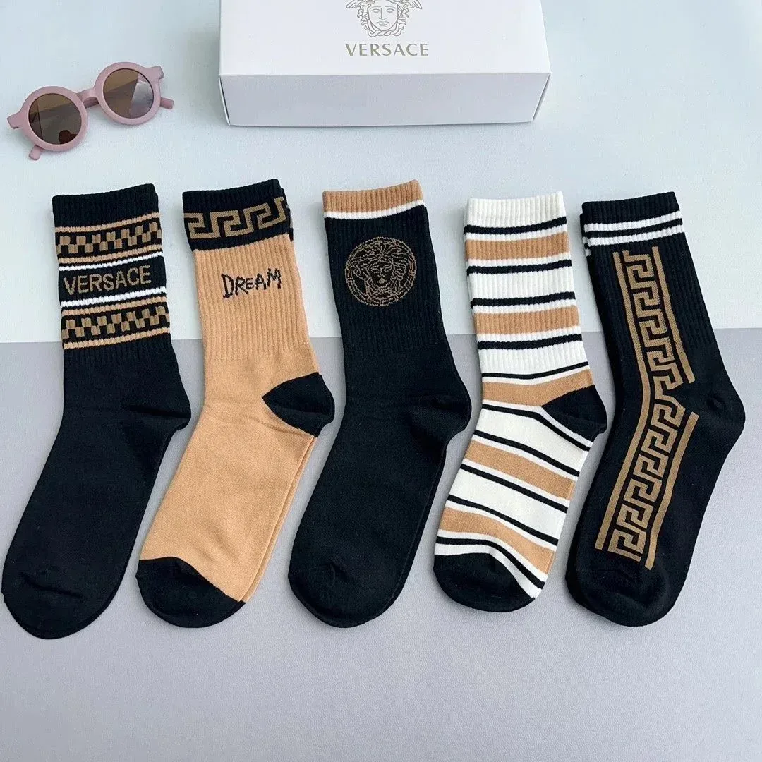 Versace Versace Medusa Logo Socks Black Beige Colorway Black - 1