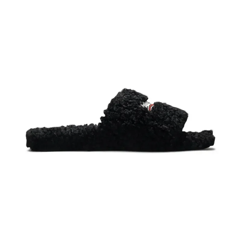 Other Unisex Black Fuzzy Slide Sandals Black - 1