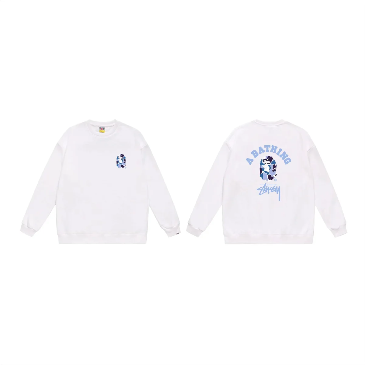 A Bathing Ape A Bathing Ape BAPE STA White Blue Camo Crewneck Sweatshirt White - 1