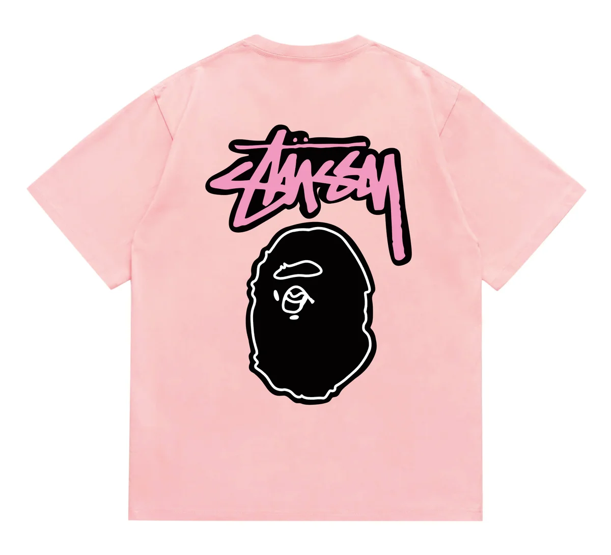 Stussy Stussy x BAPE Basic Logo Pink T-Shirt Pink