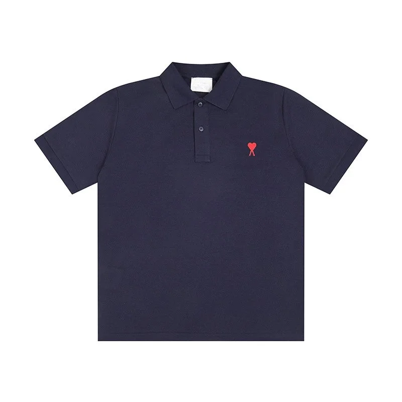 Maison Margiela Maison Margiela Tabi Navy Polo Shirt with Red Heart Logo Navy - 1