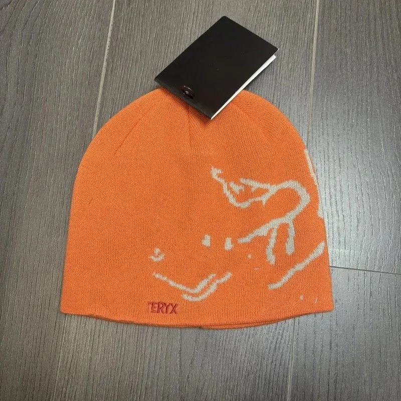 Other Orange Knit Beanie with White Fox Graphic Orange - 1