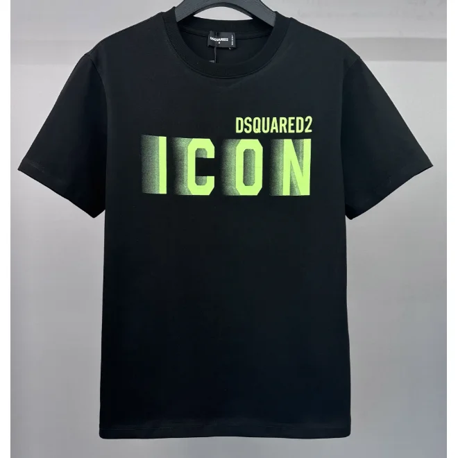 DSQUARED2 DSQUARED2 Icon Black T-Shirt with Green Gradient Logo Black