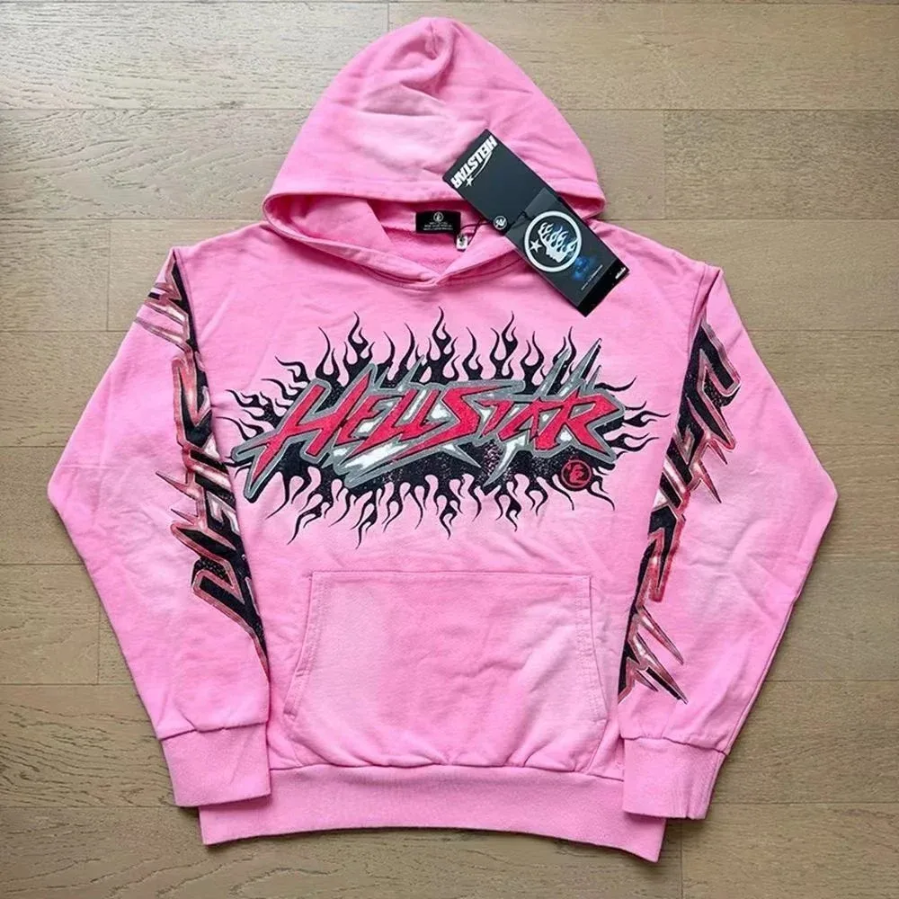 Hellstar Hellstar Pink Flame Graphic Hoodie Pink - 1