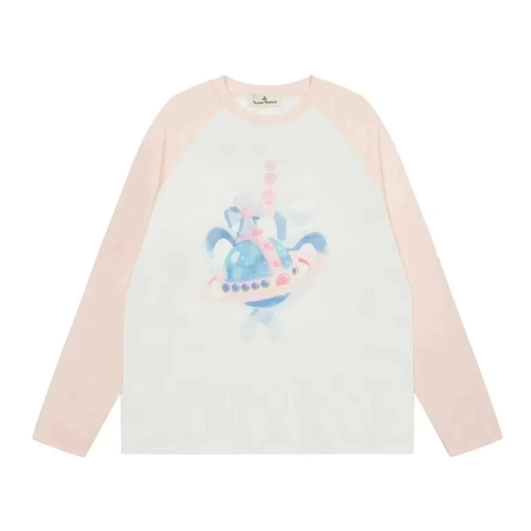 Vivienne Westwood Vivienne Westwood Orb Print Long Sleeve T-Shirt Cream/Pink Cream - 1