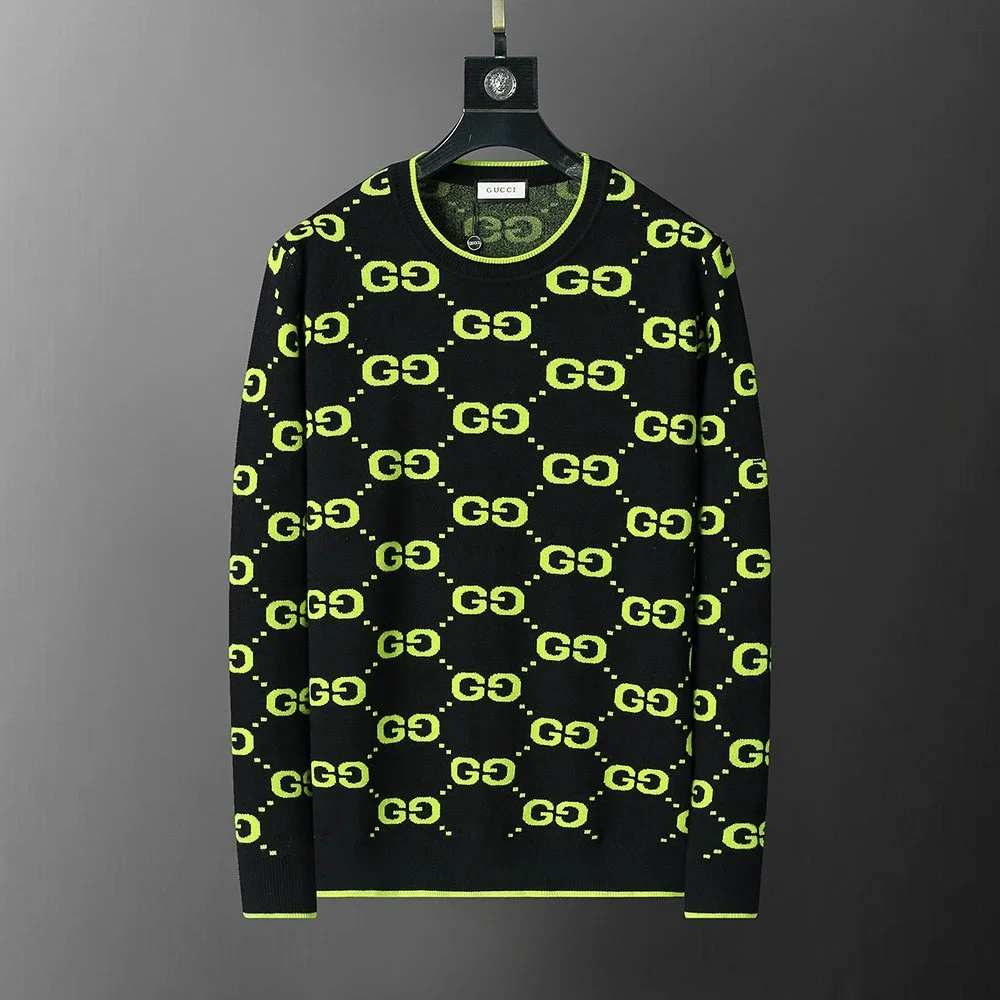 Gucci Gucci GG Supreme Black & Lime Green Knit Sweater Black - 1