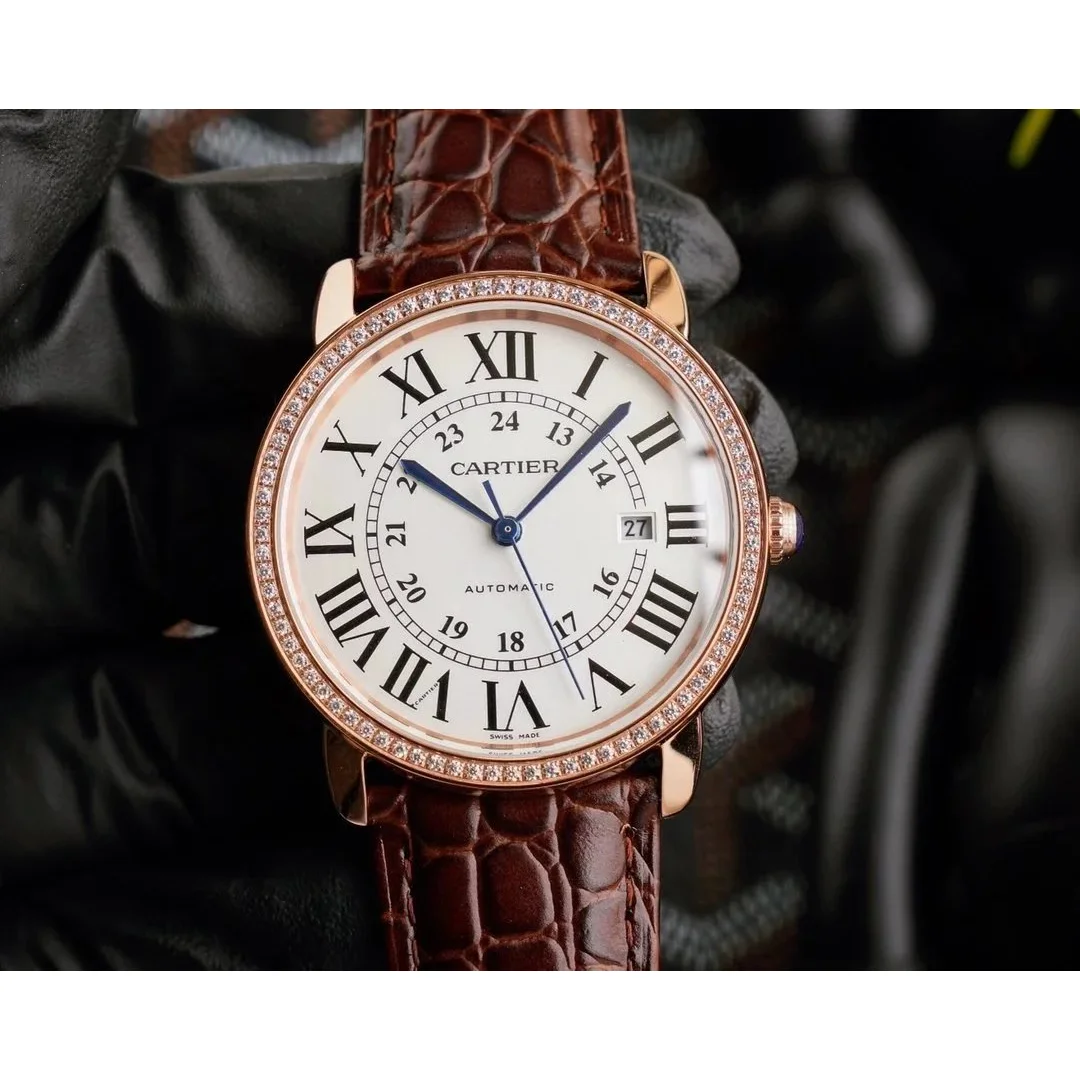 Cartier Cartier Ronde Rose Gold/White/Brown Automatic Watch Brown