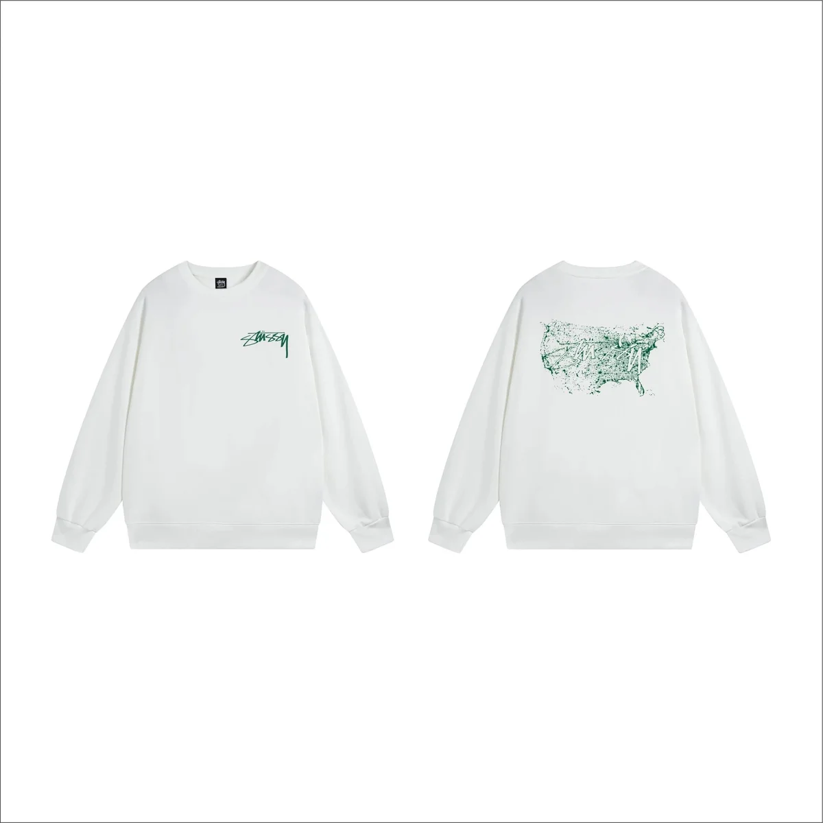 Stussy Stussy Stüssy Map Graphic Crewneck Sweatshirt White White - 1