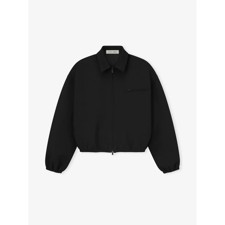 Other Black Zip-Up Jacket with Collar and Chest Pocket Black
