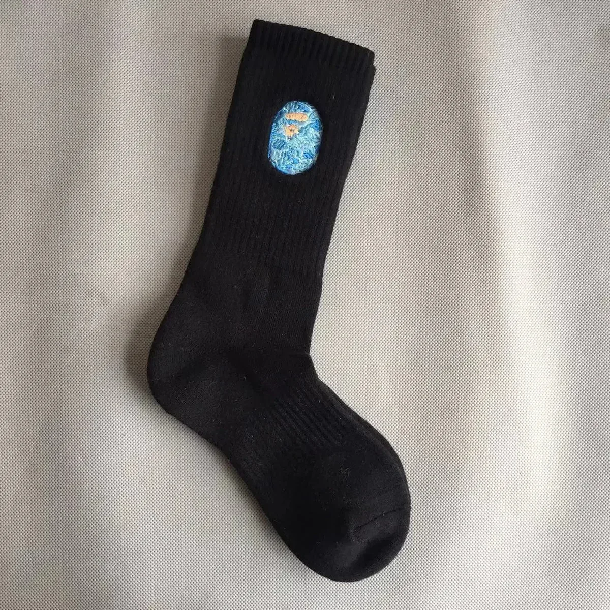 A Bathing Ape A Bathing Ape Baby Milo Black Embroidered Socks Black - 1