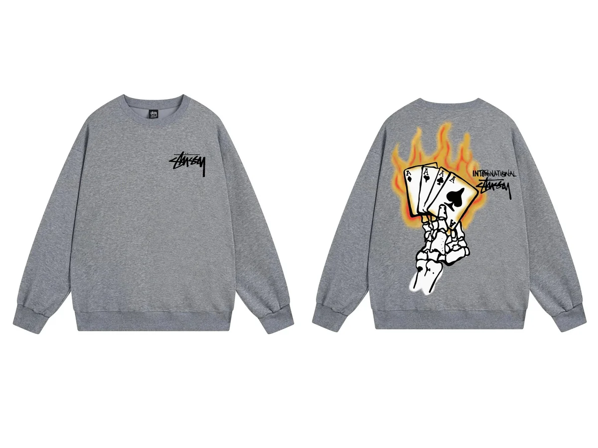 Stussy Stussy Stüssy Graphic Crewneck Sweatshirt Grey Grey - 1