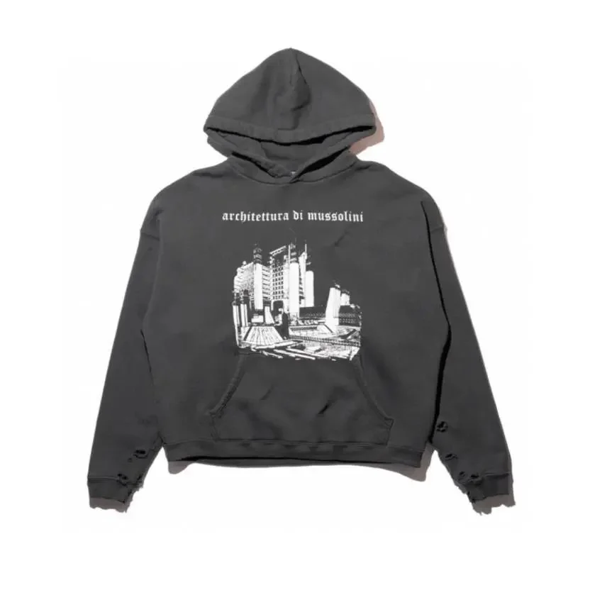 Other Charcoal Architettura di Mussolini Graphic Hoodie Grey - 1
