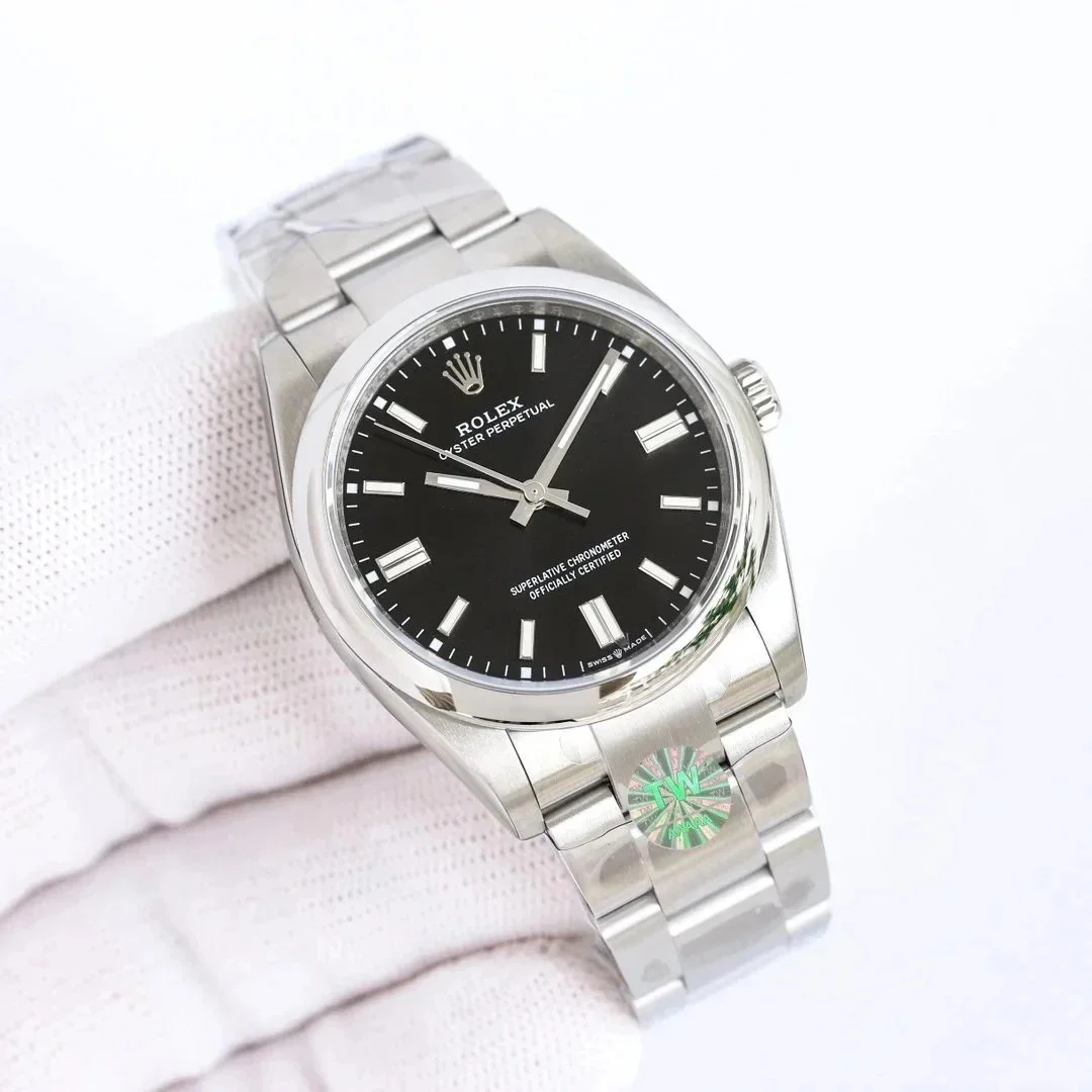 Rolex Rolex Oyster Perpetual Black Dial/Silver Bracelet Watch Black