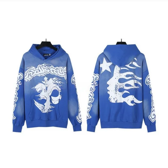 Other BB007 Blue Ombre/White Graphic Hoodie Blue - 1