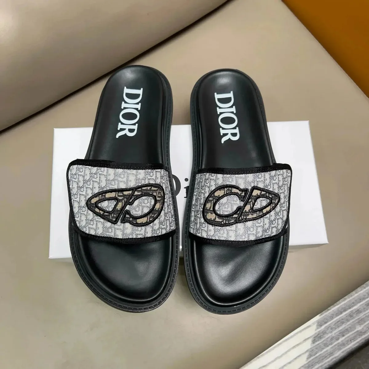 Dior Dior Oblique Slide Sandals Monogram Black Black