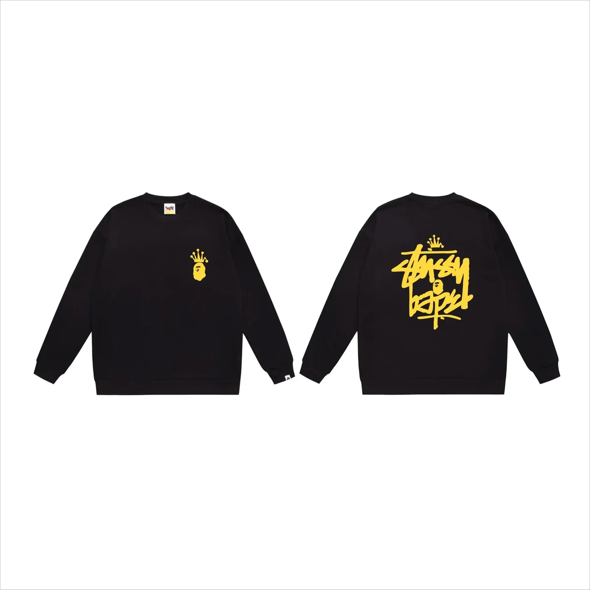 A Bathing Ape A Bathing Ape BAPE STA Black with Yellow Graphic Crewneck Sweatshirt Black - 1