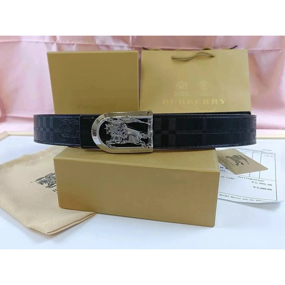 Burberry Burberry Vintage Check Black/Silver Belt Black