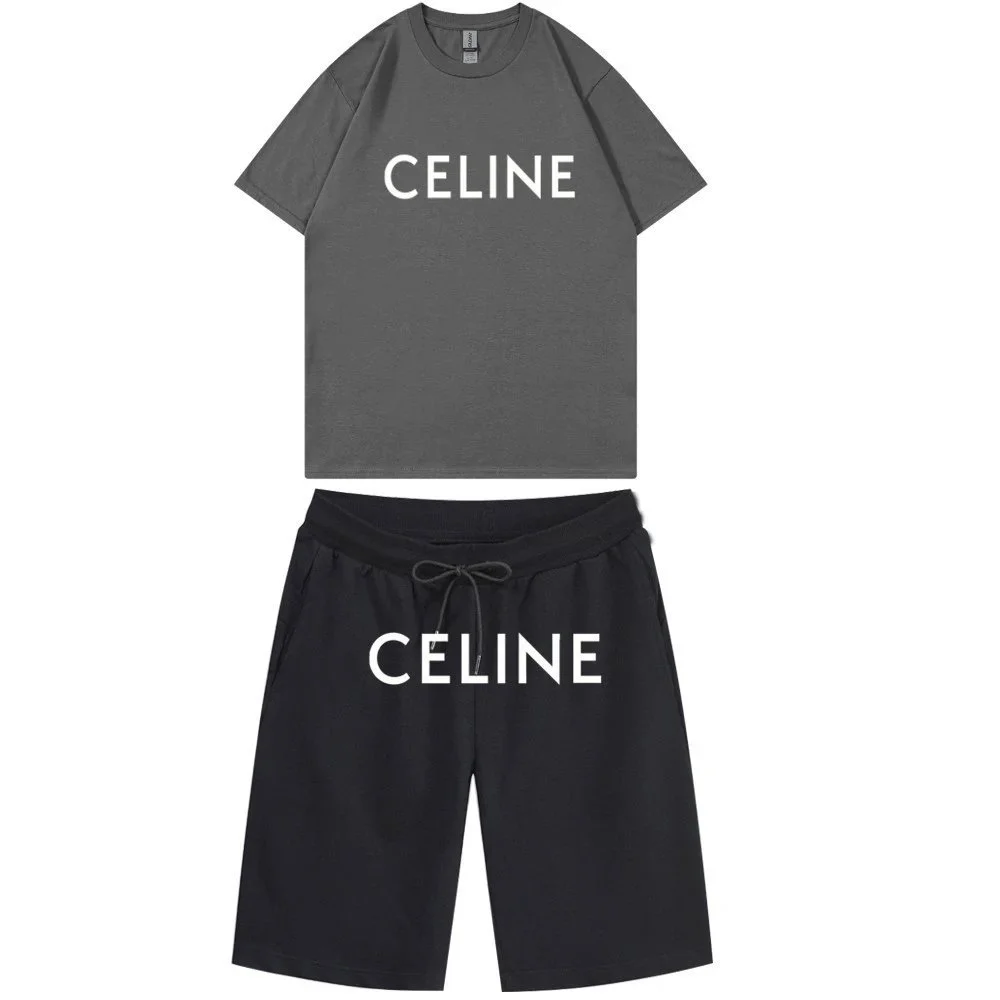 Celine Celine Classic Logo Co-ord Set Grey/Black Grey