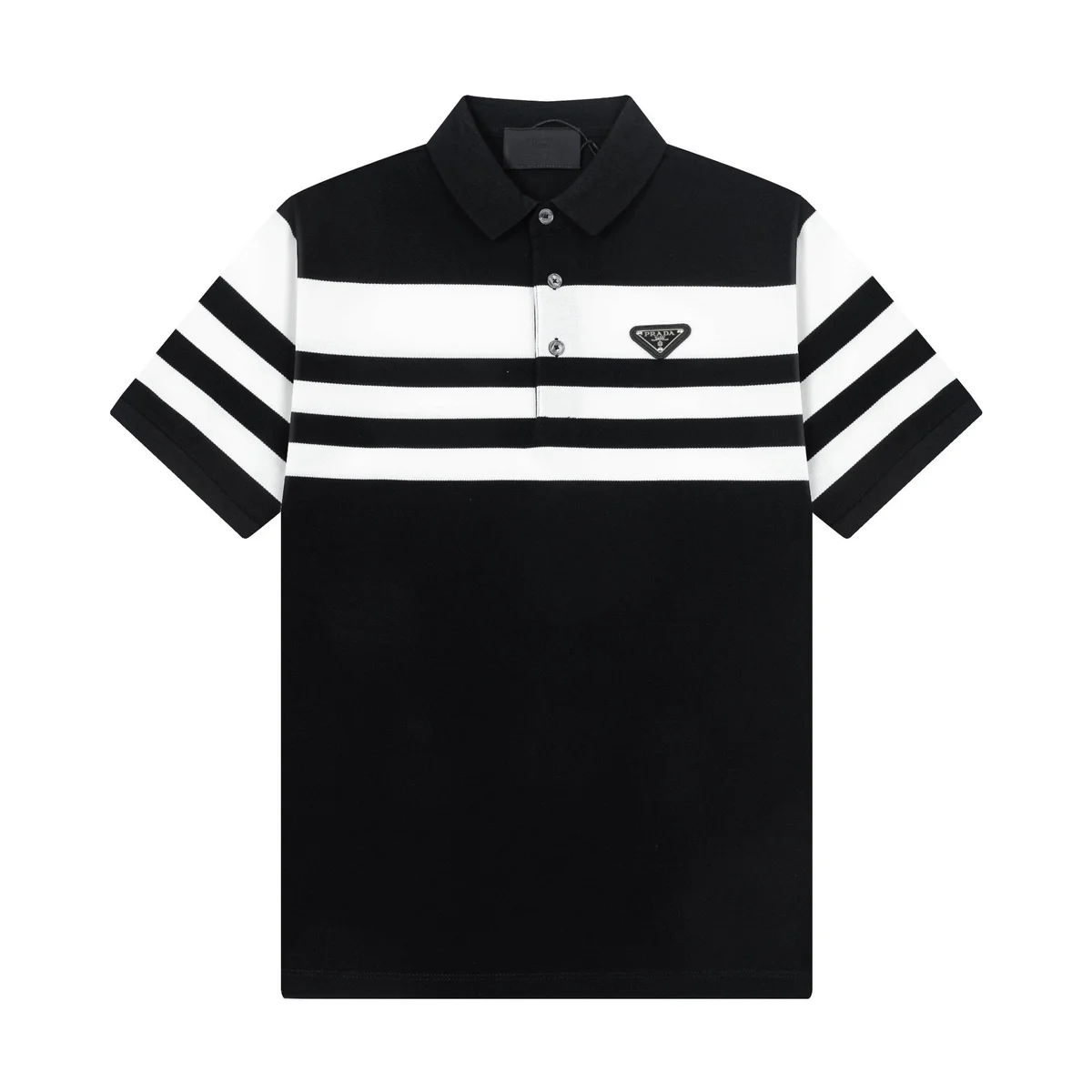 Prada Prada Black & White Striped Polo Shirt Black - 1