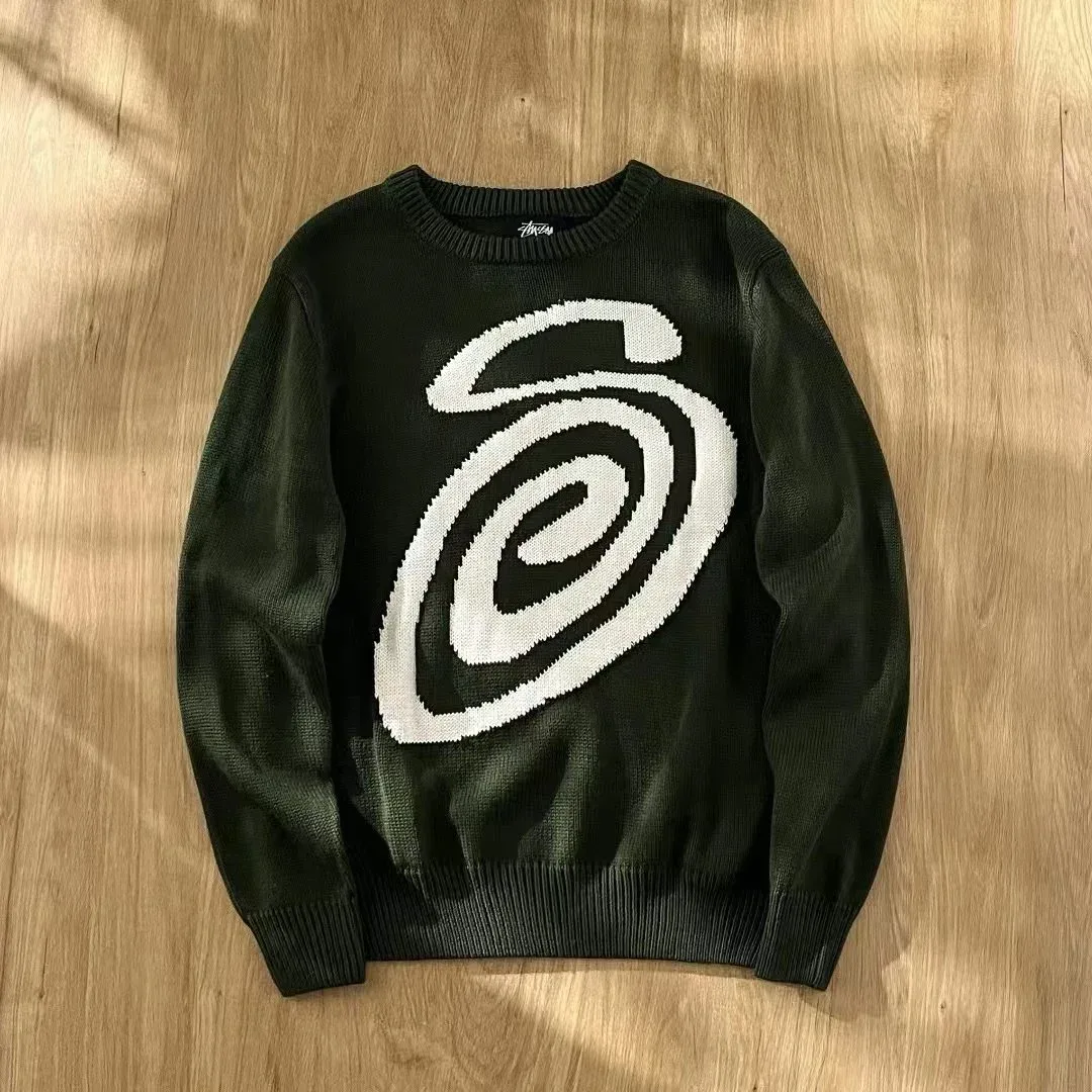 Stussy Stussy Basic Logo Dark Green Knit Sweater Green
