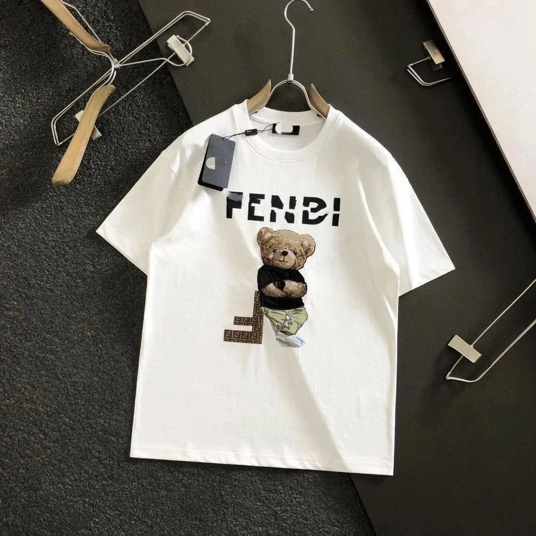 Fendi Fendi Bear Print T-Shirt White Solid T-Shirt White - 1